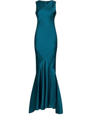 Max Mara Oil Envers Satin Mserum Long Dress<Br - Blue