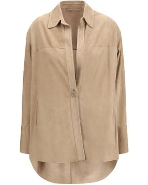 Salvatore Santoro Suede Shirt Lamb Ovis Aries - Natural
