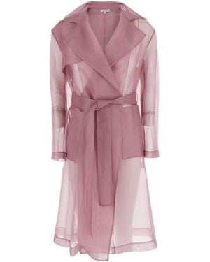 Antonelli Valmorea Organza Trench With Front Closure And Silk Belt For - Pink