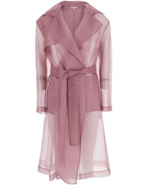 Antonelli Valmorea Organza Trench With Front Closure And Silk Belt For - Pink