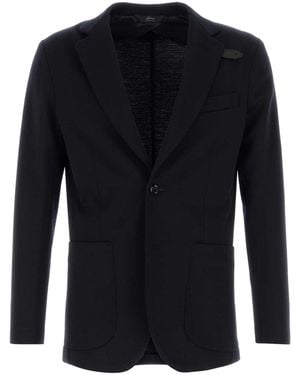 Brioni Jersey Blazer Milano Stitch Wool Stretch - Blue
