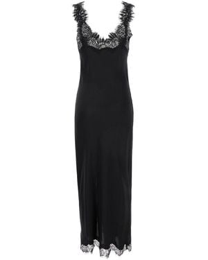 Gold Hawk Long Dress Miley With Tone-On-Tone Lace Trimmings - Black