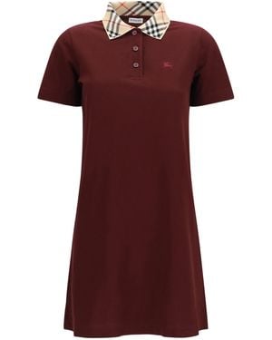 Burberry Polo-Style Cotton Dress - Red
