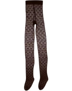 Gucci Tech Fabric Tights With Gg Motif Pants - Brown