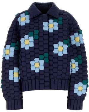 RAXXY Raxxy Quilted Nylon With Colorblock Pattern Down Jacket - Blue