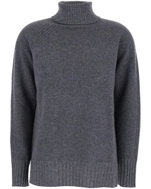 Twinset Turtleneck Jumper With Ribbed Details - Grey
