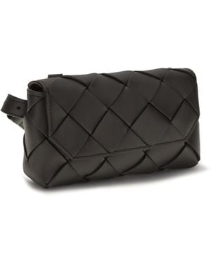 Bottega Veneta Leather Fanny Pack Intrecciato Espresso- Calf Shoulder Bags - Black