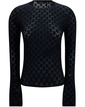 Gucci Gg Dévoré Cotton T-Shirt Cotton; Polyester T-Shirts - Blue