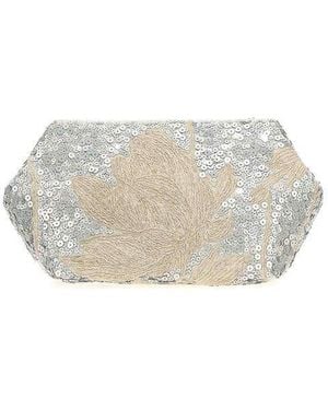 Brunello Cucinelli Naturale Linen Embellished Clutch Bag - White