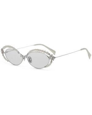YVMIN Paradise Floral-Detail Oval-Frame Glasses - White