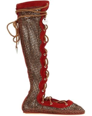 Kiko Kostadinov Perforated Pointed Toe Boots - Red