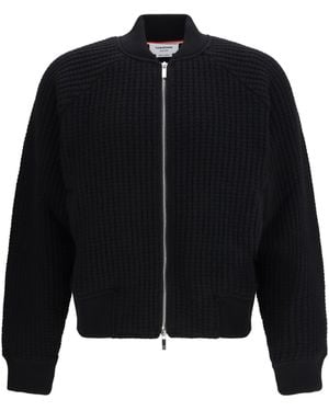 Thom Browne Knit Bomber Jacket Wool Ovis Aries - Black