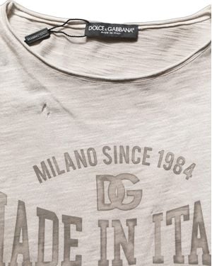 Dolce & Gabbana Graphic Print Distressed T-Shirt Cotton - Natural