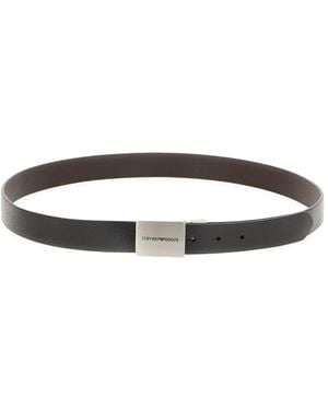 Emporio Armani Leather Reversible Belt - Black