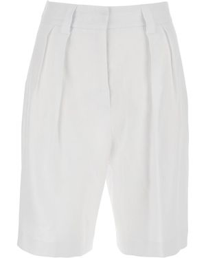 Le Plain Bermuda With Front Pleates - White