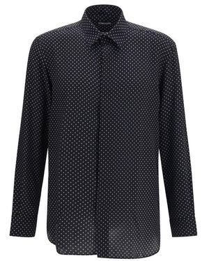 Tom Ford Black Silk Pattern Shirt - Blue