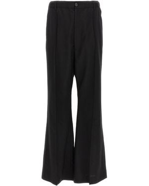 Marni Wide-Leg Tropical Wool Pants - Black