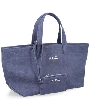 A.P.C. Tote Bag Drummer Cotton Handbags - Blue