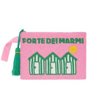 MC2 Saint Barth Pearl Pouch With Forte Dei Marmi Beaded Postcard Pochette - White