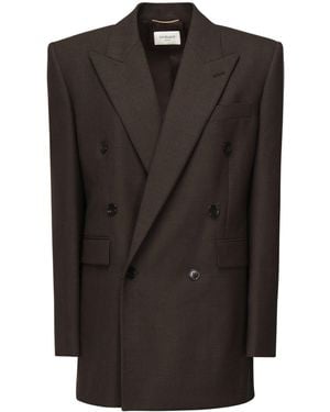 Saint Laurent Double-Breasted Wool Blazer - Black
