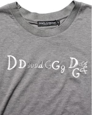 Dolce & Gabbana Logo Embroidery Short Sleeve T-Shirt Cotton - Grey