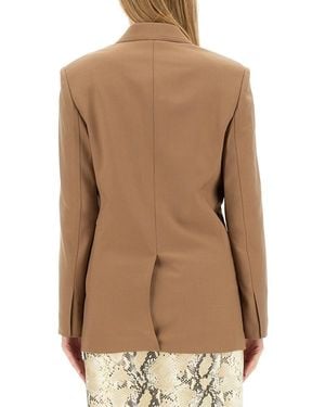 Helmut Lang Helmut Lang Single-Double Breasted Virgin Wool Blazer - Natural