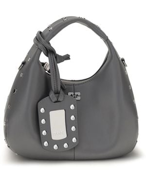 Ganni Mini Studded Hobo Handbag Shoulder Bags - Blue