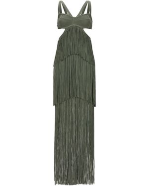 Hervé Léger 'Strappy Tiered Fringe' Dress - Green