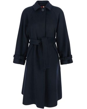 ..,merci Coat With Classic Collar And Front Belt - Blue