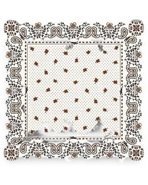 Longchamp Scarf Paris Silk - White