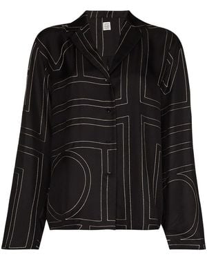 TOTEME Monogram Silk Shirt - Black