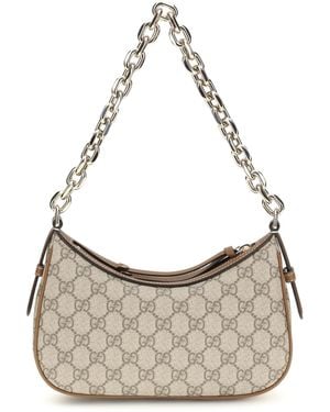 Gucci Small Gg Emblem Shoulder Bag Fabric Handbags - White
