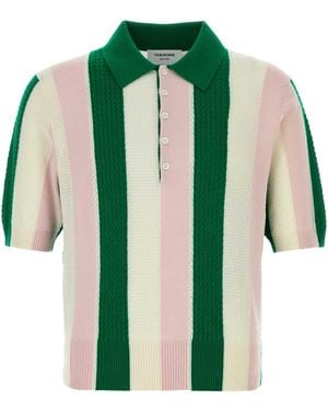 Thom Browne Embroidered Cashmere Polo Shirt - Green