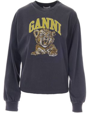 Ganni Graphic Crewneck Sweatshirt - Blue