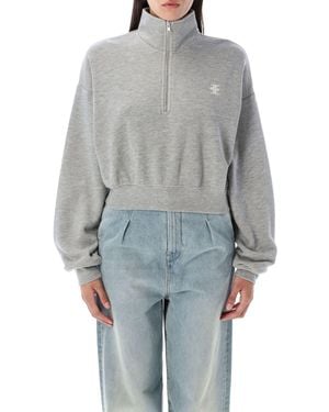 ÉTERNE Half-Zip Cropped Sweatshirt Cotton - Gray