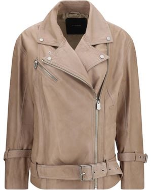 Pinko Leather Biker Jacket Sheep - Brown