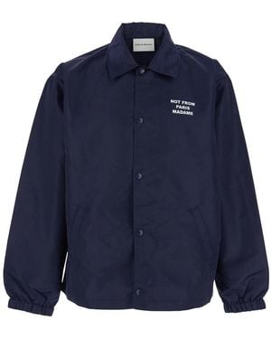 Drole de Monsieur Jacket With Classic Collar And Slogan On The Front And Back - Blue