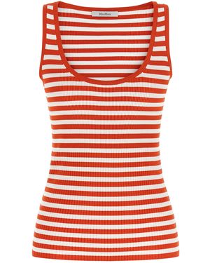 Max Mara Viscose Sleeveles T-Shirt - Red