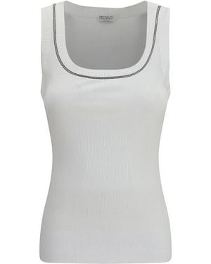 Brunello Cucinelli Cotton Sleeveles T-Shirt - Grey