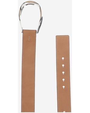 Polo Ralph Lauren Leather Belt With Maxi Buckle Cow - White