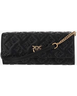 Pinko Leather Wallet With Logo - Black