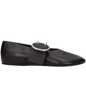 Jil Sander Leather Ballet Flats - Black