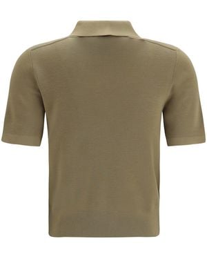 Burberry Knit Polo With Check Trim Merino Wool Ovis Aries Knitwear - Green