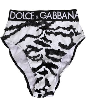 Dolce & Gabbana Sequin High Waist Panty Underwear And Clothing - Black