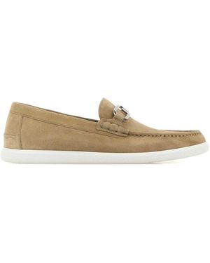 Fendi Cappuccino Suede O Lock Light Loafers - Multicolour