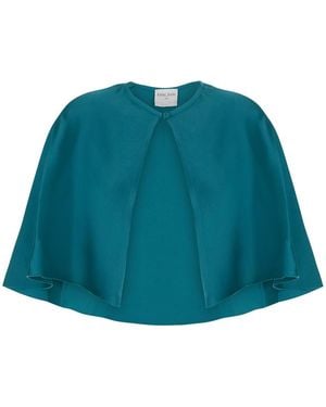 forte_forte Cape With Silk Details Acetate Coat - Green