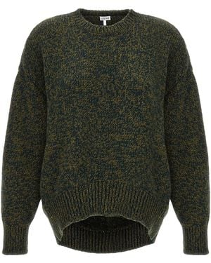 Loewe Double-Neck Melange Wool Sweater - Gray
