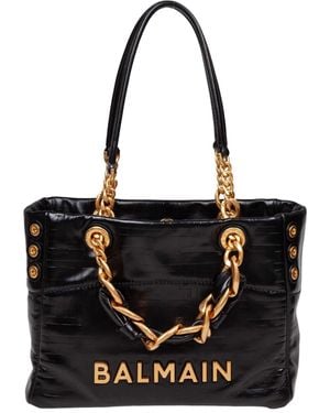 Balmain 1945 Soft Small Calfskin Handbag Color - Black
