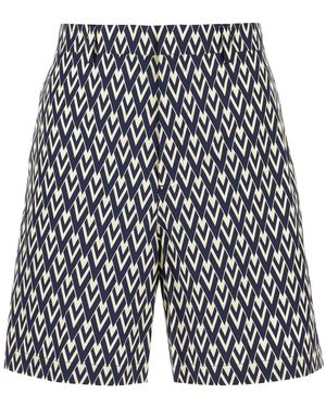 Valentino Garavani Printed Cotton Bermuda Shorts - White