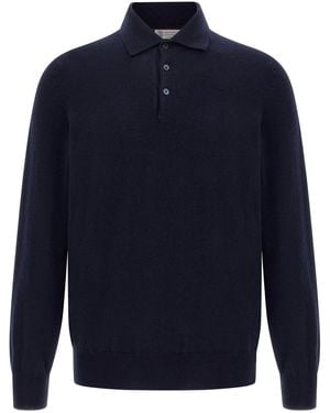 Brunello Cucinelli Cashmere Polo Shirt - Blue